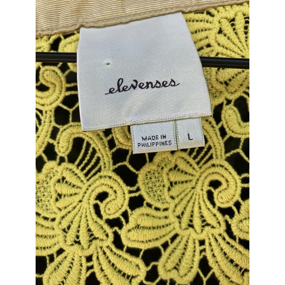 Chartreuse Guipure Lace Open Front Boho Cardigan - Picture 2 of 8